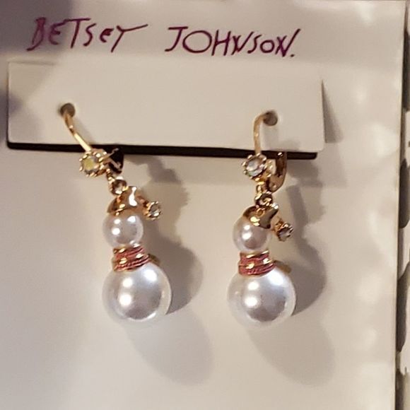 Betsey Johnson jeweled‎ snowman earrings new!!!! - Picture 2 of 5